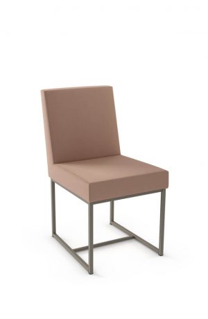 Amisco's Darlene Upholstered Dining Chair with Sled Base - Shown in light Pink fabric