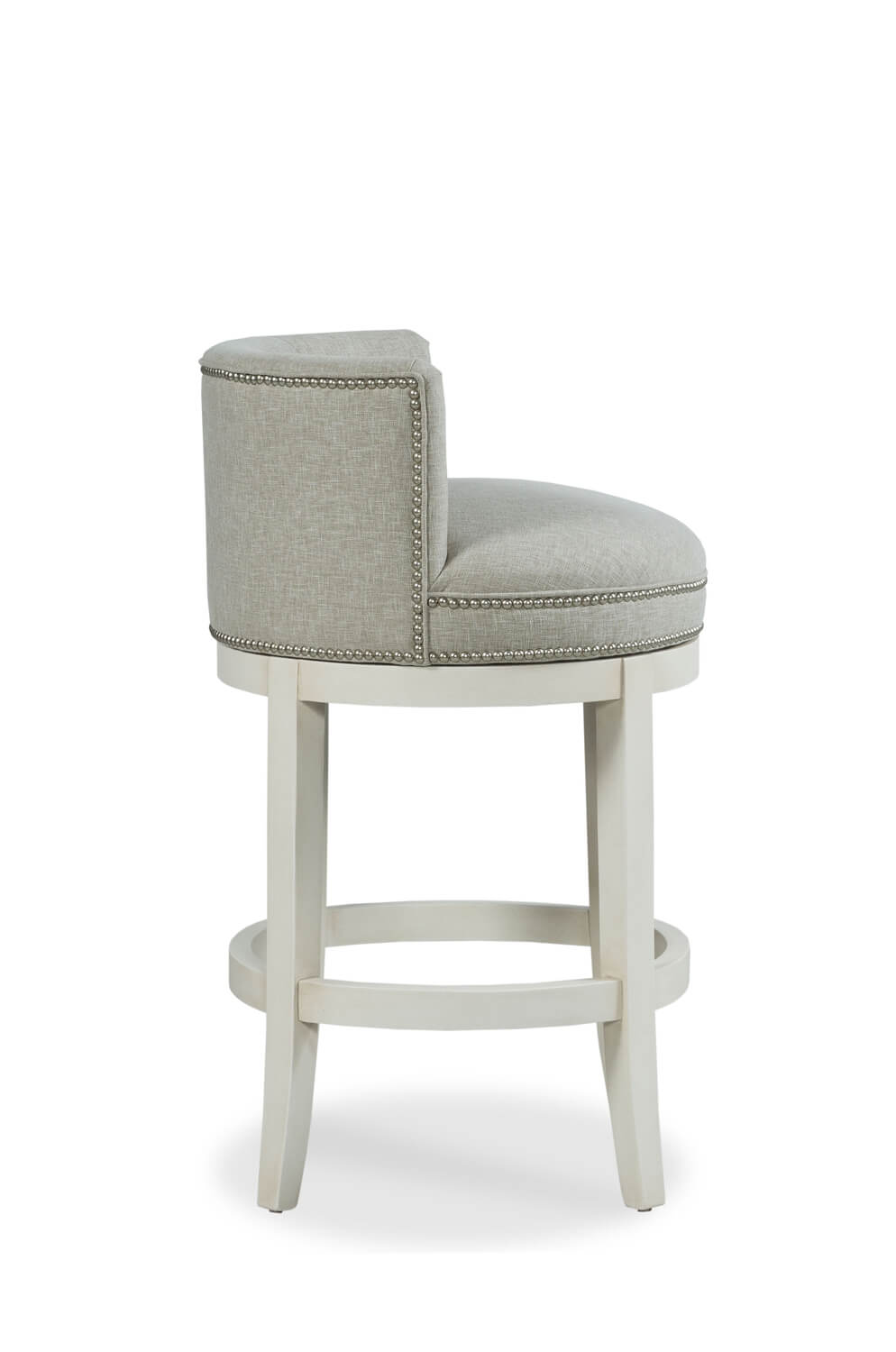 Cosmo Upholstered Nailhead Swivel Stool, Leather Swivel Counter Height Stools With Backs