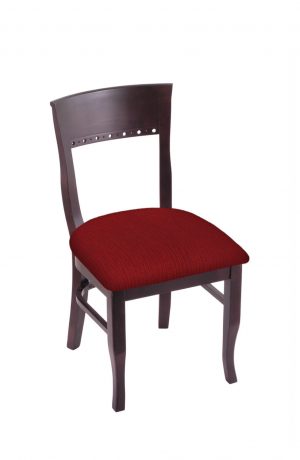 Holland's #3160 Hampton Dining Chair in Dark Cherry Wood and Red Seat Cushion