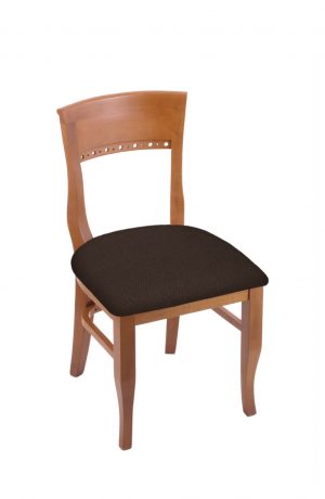 Holland's #3160 Hampton Dining Chair in Medium Wood and Brown Seat Cushion