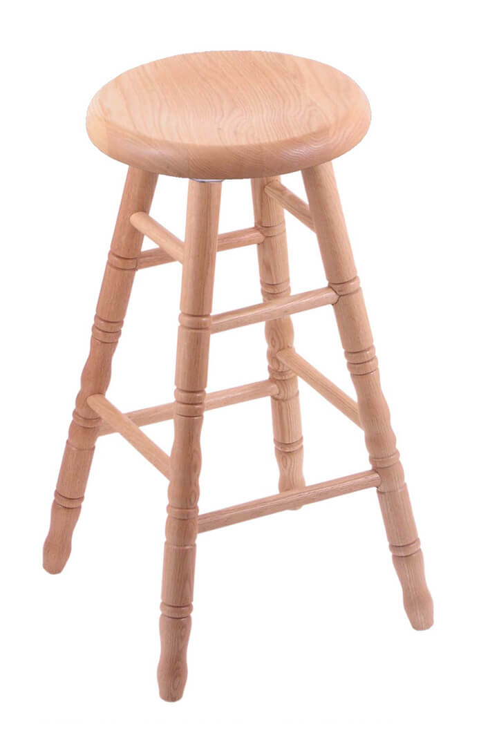 Saddle Dish Domestic Hardwood Backless Swivel Stool with Turned Legs