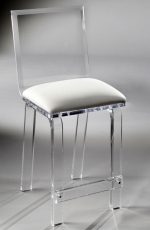 Muniz's Classic Acrylic Clear Stationary Barstool with Clear Square Backrest and Square Seat Cushion