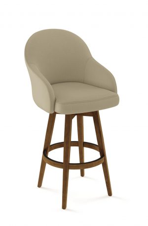 Amisco's Collin Swivel Upholstered Wood Bar Stool with Partial Arms - For Farmhouse Kitchens