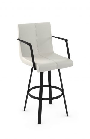 Amisco's Edward Upholstered Swivel Bar Stool with Metal Arms and Base