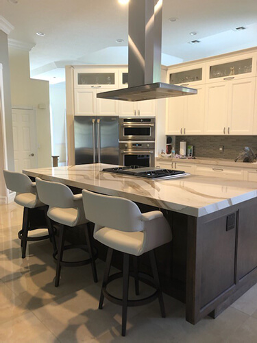 Amisco's Joshua Modern Big & Comfortable Wood Bar Stools in Kitchen