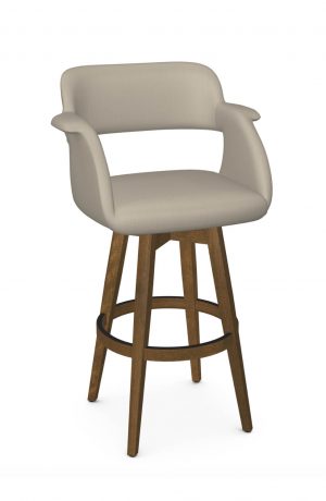 Amisco's Joshua Modern Large Wood Swivel Bar Stool with Padded Arms