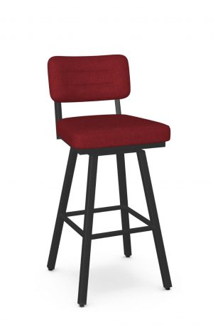 Amisco's Phoebe Black and Red Swivel Bar Stool with Back