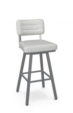 Amisco's Phoebe Swivel Silver Bar Stool with Gray and Seat and Back Cushion