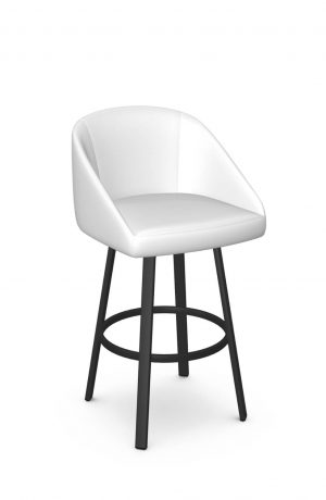 Amisco's Wembley Black and White Modern Swivel Upholstered Bar Stool with Curved Back
