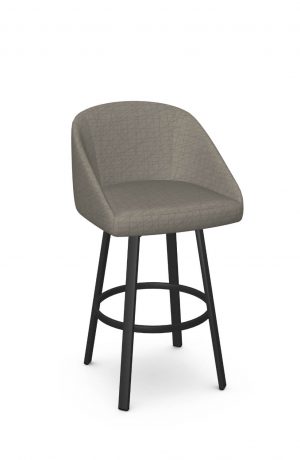 Amisco's Wembley Black Modern Bar Stool with Geometric Pattern Brown