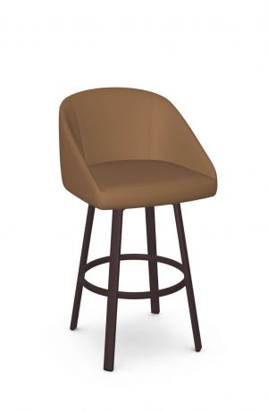 Amisco's Wembley Modern Brown Swivel Bar Stool with Back