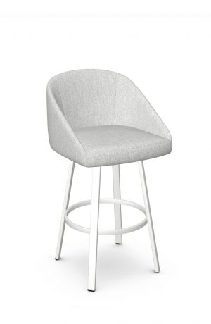 Amisco's Wembley White Modern Upholstered Swivel Bar Stool with Back