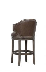 Fairfield's Gimlet Classic Brown Swivel Bar Stool with Nailhead Trim and Wing Back Design - View of Back
