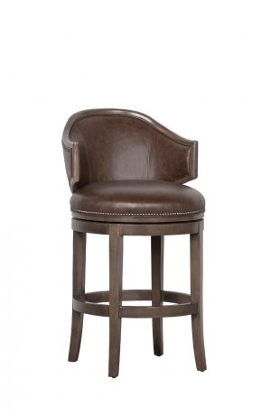 Fairfield's Gimlet Classic Brown Swivel Bar Stool with Nailhead Trim and Wing Back Design