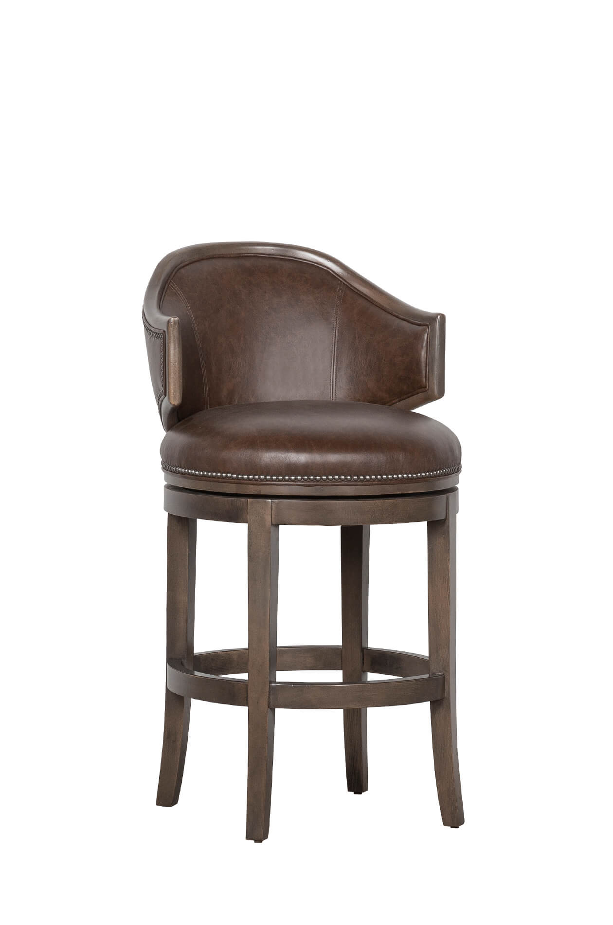 Upholstered Wood Swivel Stool, Leather Swivel Bar Stools With Backs And Arms