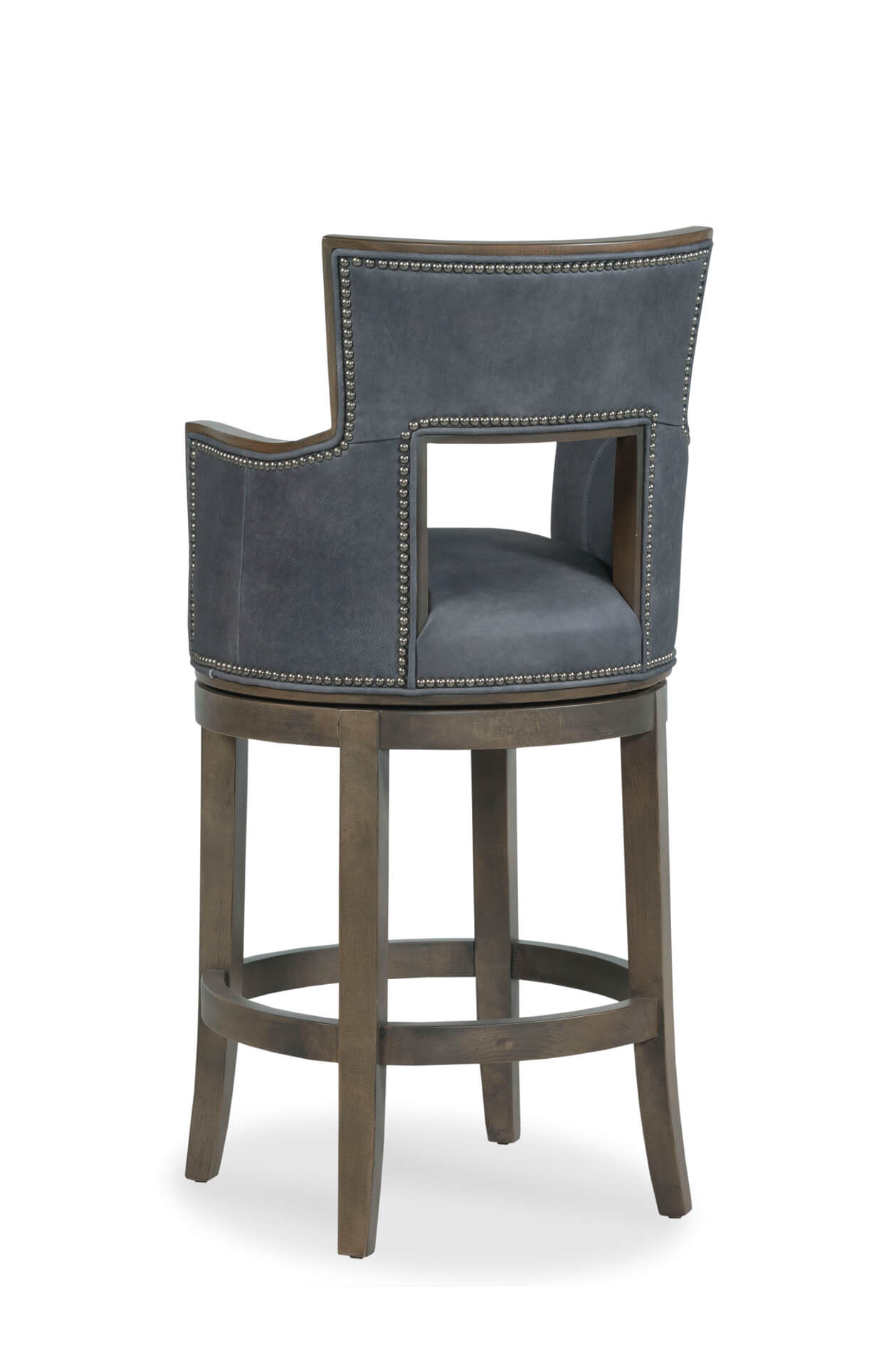Sidecar Upholstered Wooden Swivel Stool, Upholstered Swivel Counter Stools With Backs And Arms
