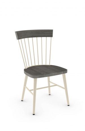 Amisco's Angelina Farmhouse Dining Chair with Spindle-Back, Wood Seat, and Metal Frame in Vanilla