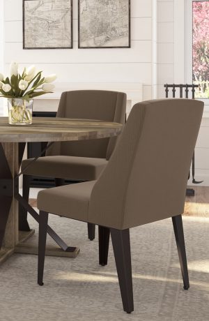 Amisco's Bridget Upholstered Dining Chairs in Brown in Transitional Dining Room with Table