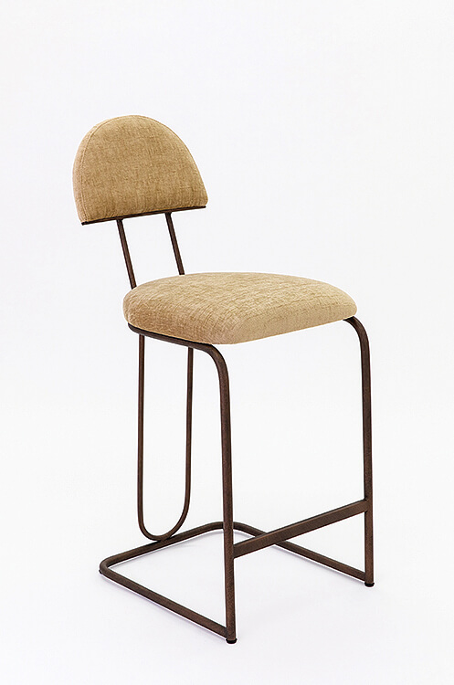 Wesley Allen's Bronx Modern Upholstered Barstool with Curved Back and Sled Style Metal Base