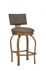 Wesley Allen's Eureka Modern Swivel Copper Bar Stool with Back - Front View