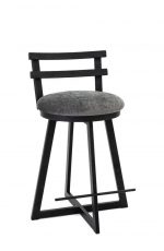 Wesley Allen's Harrison Modern Swivel Barstool with Back, Metal Base, and Seat Cushion