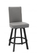 Wesley Allen's Jackson Black and Gray Upholstered Swivel Bar Stool with Back