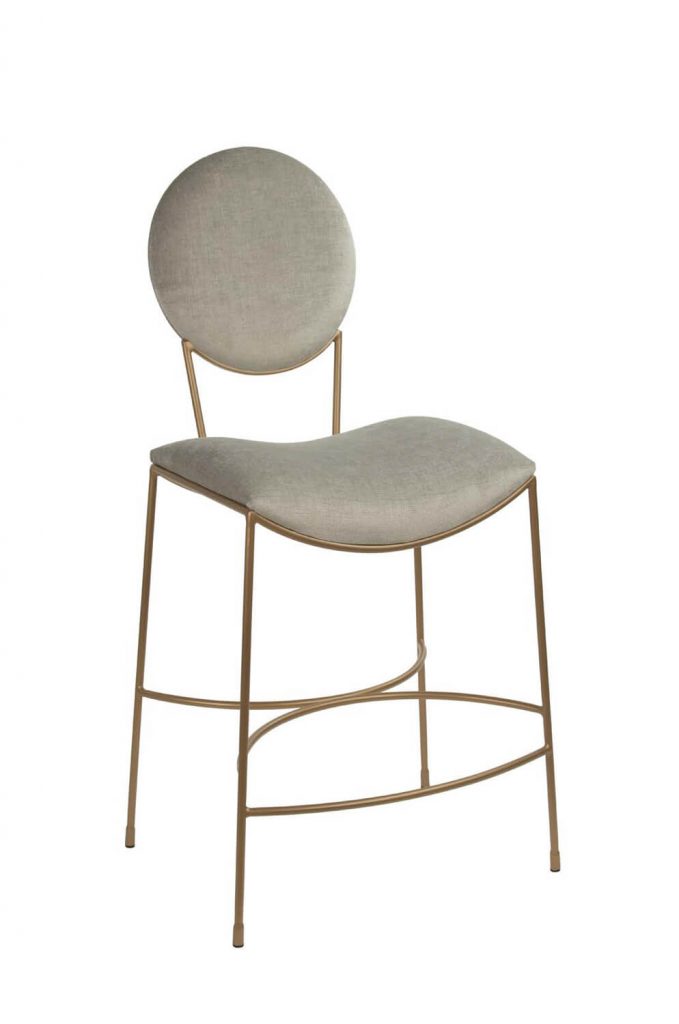 Wesley Allen's Jamestown Modern Brown Comfortable Bar Stool with Oval Back, Saddle Seat, and In Opaque Copper Metal Finish