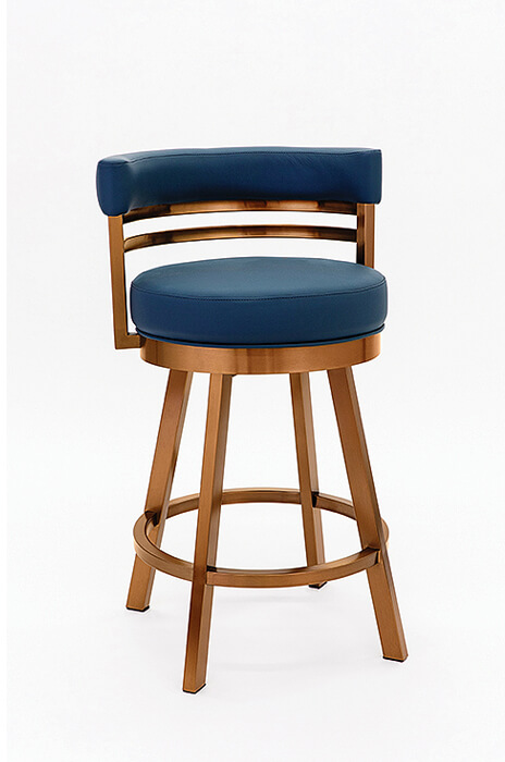 Wesley Allen S Miramar Swivel Bar Stool In Copper Stainless Steel Metal Finish Copper Stainless Steel Seat And Back Cushion Dillon Williamsburg Vinyl