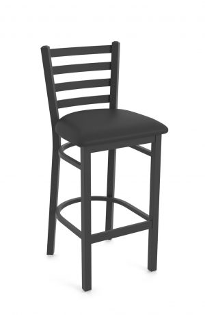 Holland's 400 Jackie Black Bar Stool with Ladder Back in Black Vinyl