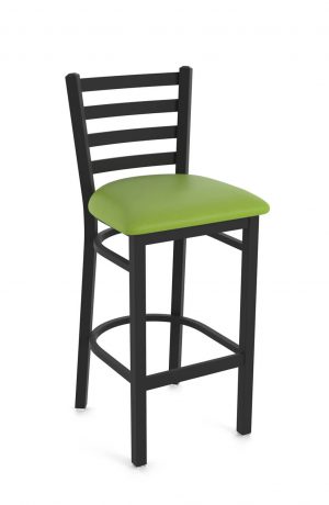 Holland's 400 Jackie Black Bar Stool with Ladder Back in Canter Kiwi Green