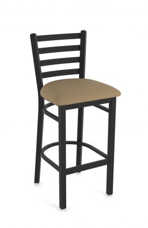 Holland's 400 Jackie Black Bar Stool with Ladder Back in Canter Thatch