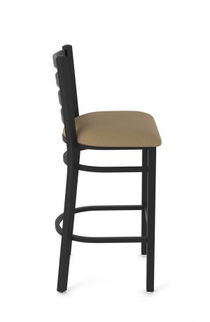 Holland's 400 Jackie Black Bar Stool with Ladder Back in Canter Thatch - Side