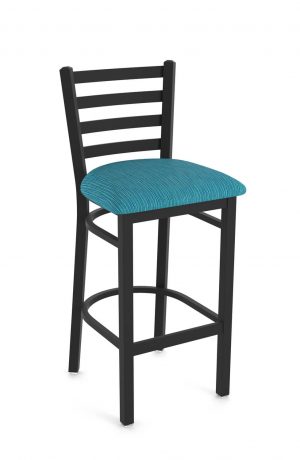 Holland's 400 Jackie Black Bar Stool with Ladder Back in Graph Tidal