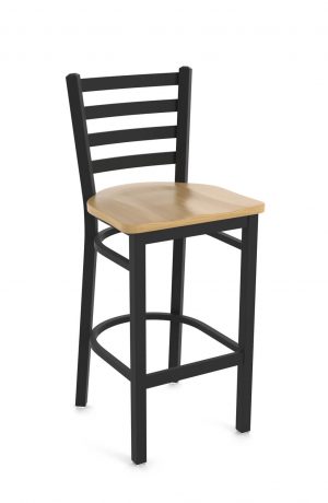Holland's 400 Jackie Black Bar Stool with Ladder Back with Maple Natural Wood Seat