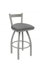 Holland's Catalina #821 Low Back Swivel Barstool in Nickel Metal Finish and Gray Seat Cushion
