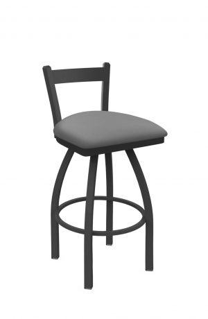 Holland's Catalina #821 Low Back Swivel Barstool in Pewter Metal Finish and Gray Seat Cushion