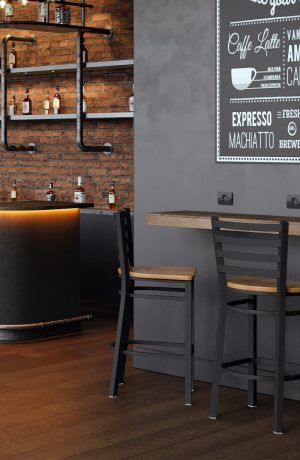 Holland's Jackie Black Stationary Bar Stools in Restaurant Bar