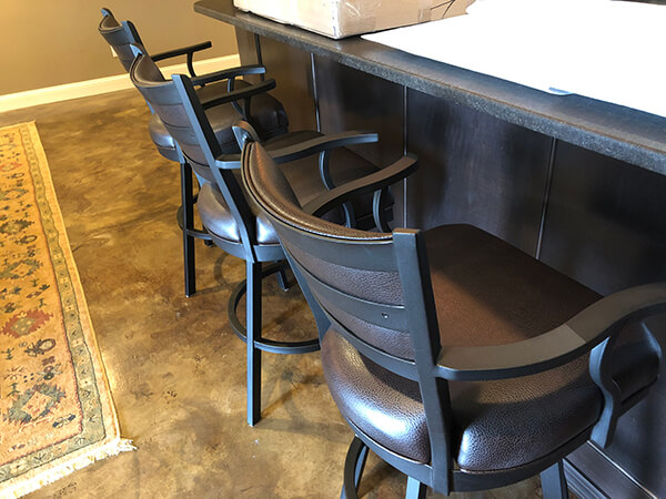 Callee's Carolina Swivel Bar Stools with Arms in Customer's Kitchen