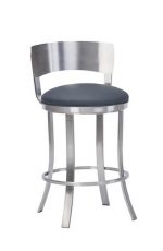 Wesley Allen's Baltimore Brushed Stainless Steel Swivel Bar Stool with Low Back