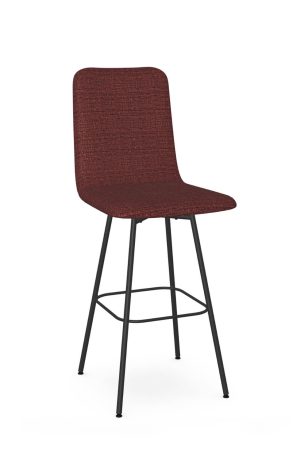 Amisco's Black Modern Bar Stool with Red Fabric