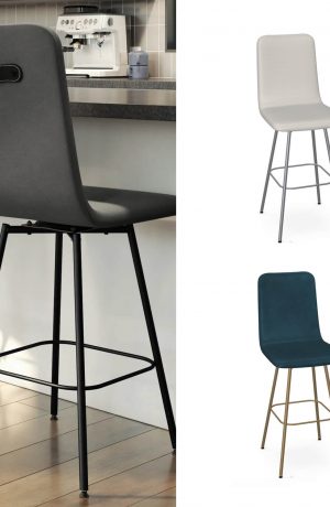 Amisco's Bray Modern Swivel Bar Stool Upholstered with Back Handle