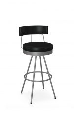Amisco's Umbria Silver Modern Bar Stool with Black Seat and Back Cushion