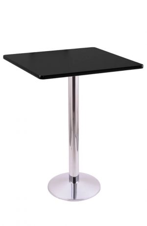 Holland's #214-16 Table with Chrome Base and Black Square Top
