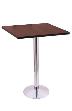 Holland's #214-16 Table with Chrome Base and Mahogany Square Top