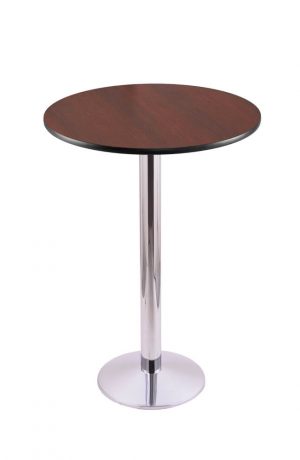 Holland's #214-16 Table with Chrome Base and Mahogany Round Top