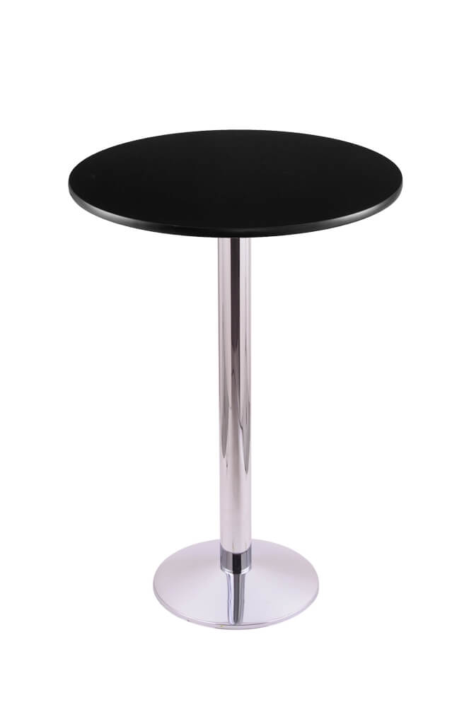 Holland's #214-16 Table with Chrome Base and Black Round Top