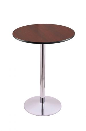 Holland's #214-22 Table with Chrome Base and Mahogany Round Top