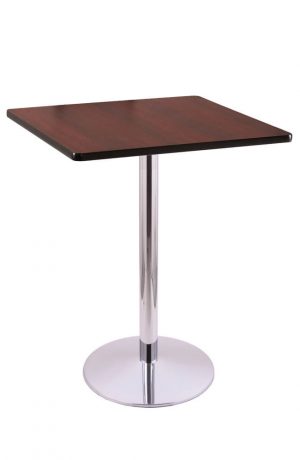 Holland's #214-22 Table with Chrome Base and Mahogany Square Top