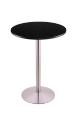 Holland's #214-22 Table with Stainless Steel Base and Black Round Top