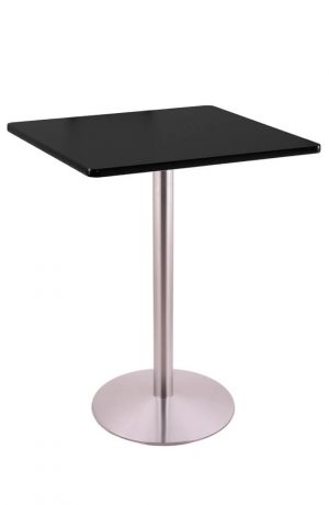 Holland's #214-22 Table with Stainless Steel Base and Black Square Top